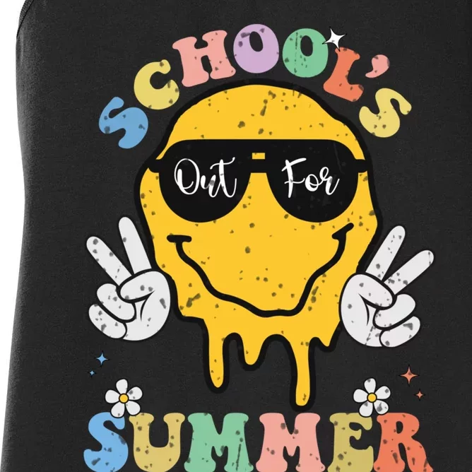 Funny Groovy Schools Out For Summer Graduation Teacher Women's Racerback Tank