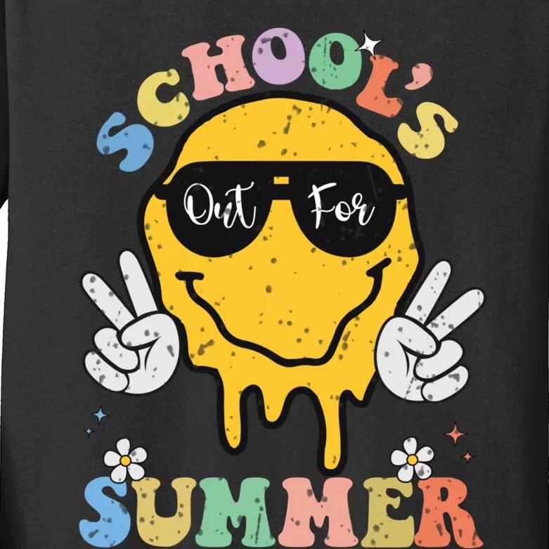 Funny Groovy Schools Out For Summer Graduation Teacher Kids Long Sleeve Shirt