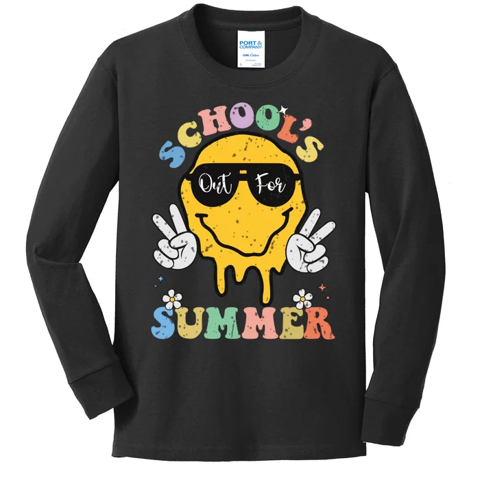 Funny Groovy Schools Out For Summer Graduation Teacher Kids Long Sleeve Shirt