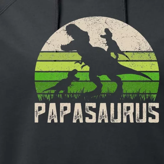 Funny Grandpa S Papasaurus Dinosaur 2 Kids Fathers Day Performance Fleece Hoodie