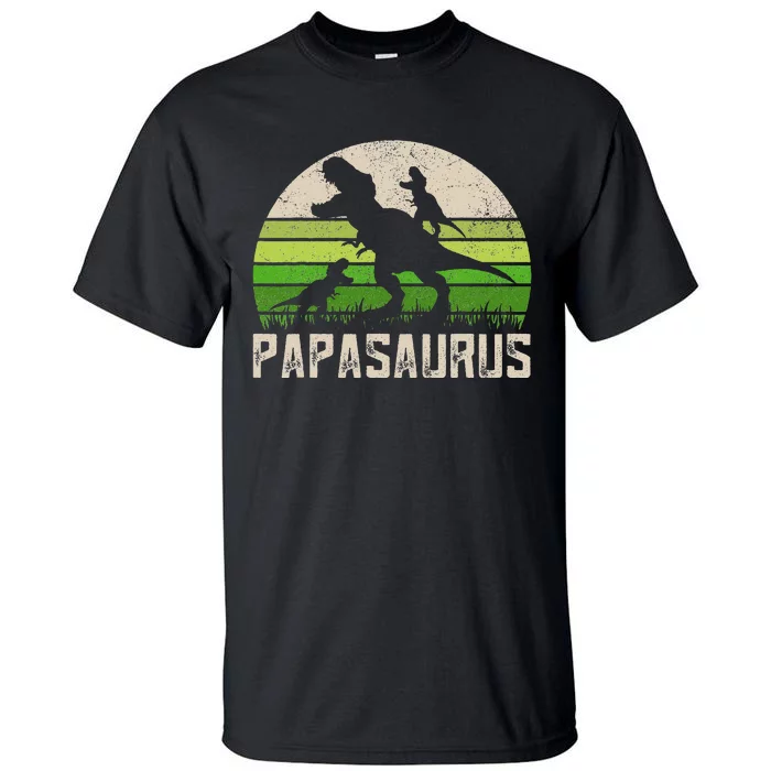 Funny Grandpa S Papasaurus Dinosaur 2 Kids Fathers Day Tall T-Shirt