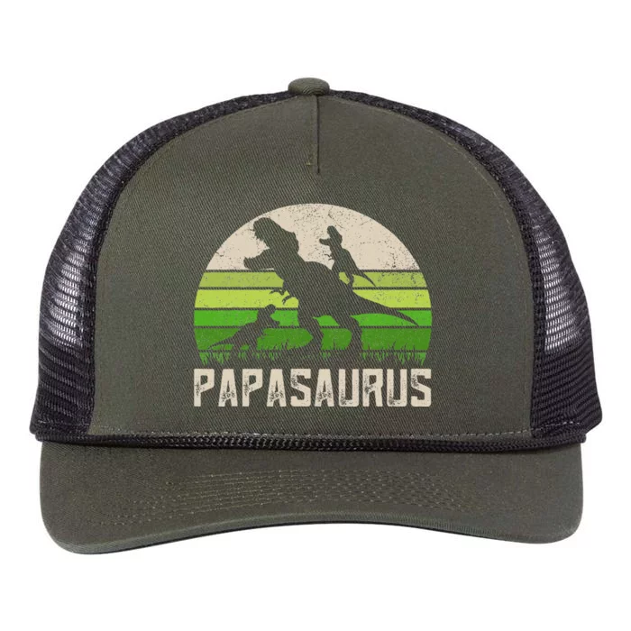 Funny Grandpa S Papasaurus Dinosaur 2 Kids Fathers Day Retro Rope Trucker Hat Cap