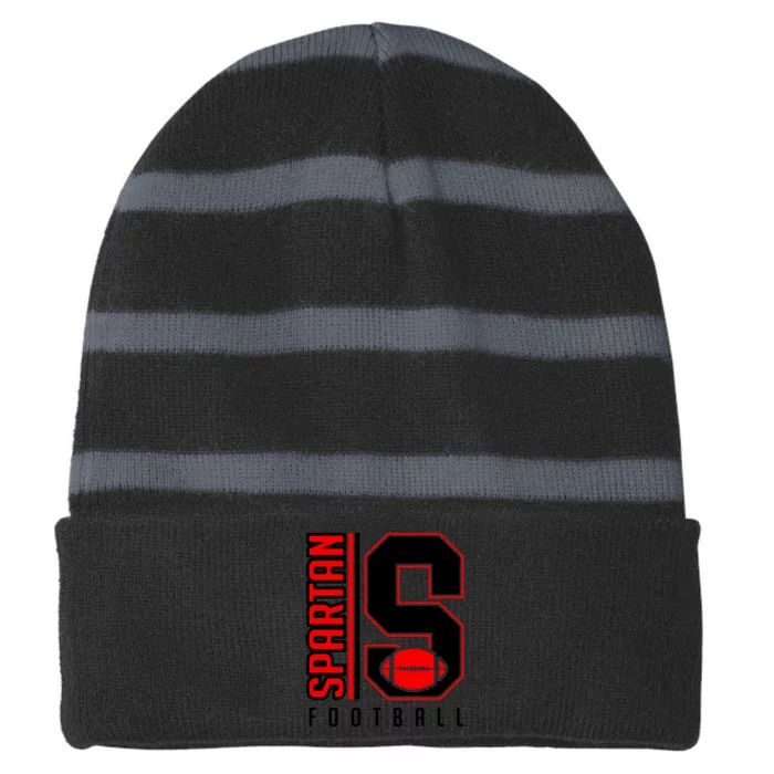 Football Gift, Spartan Football Striped Beanie with Solid Band