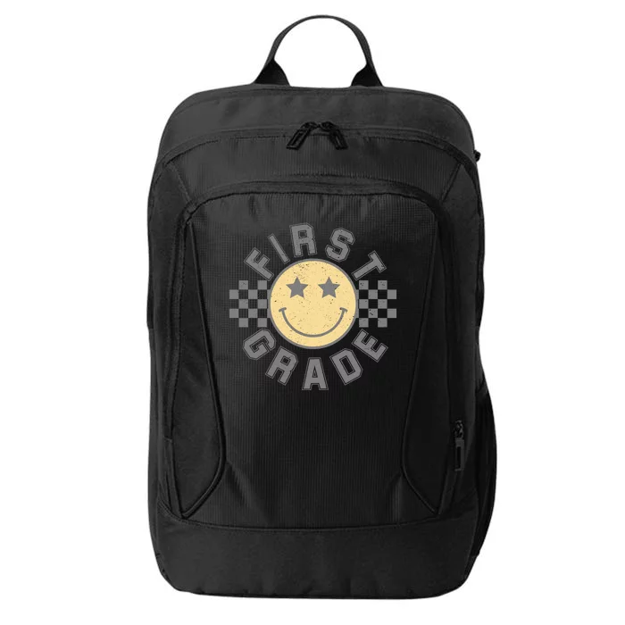 First Grade Star Smile Checker Back To School Retro City Backpack