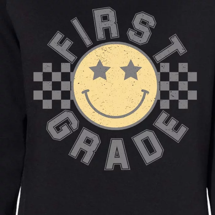 First Grade Star Smile Checker Back To School Retro Womens California Wash Sweatshirt