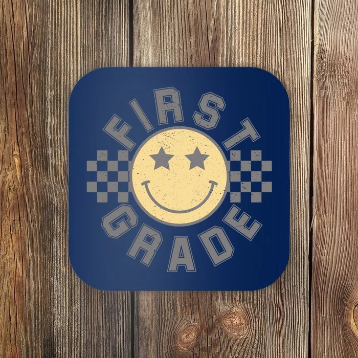 First Grade Star Smile Checker Back To School Retro Coaster