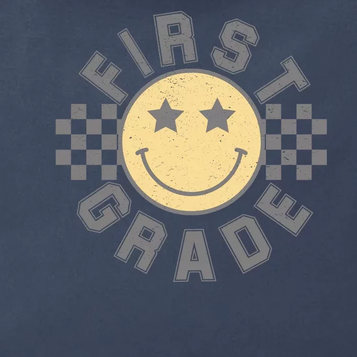 First Grade Star Smile Checker Back To School Retro Zip Tote Bag