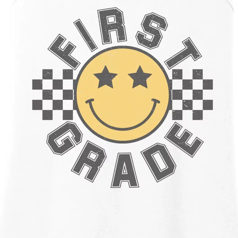 First Grade Star Smile Checker Back To School Retro Ladies Essential Tank