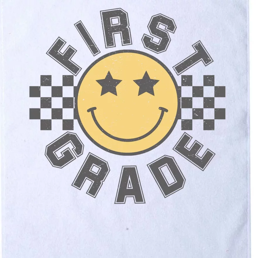 First Grade Star Smile Checker Back To School Retro Platinum Collection Golf Towel