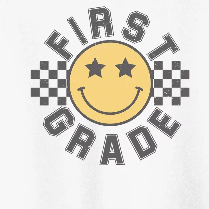 First Grade Star Smile Checker Back To School Retro Toddler T-Shirt