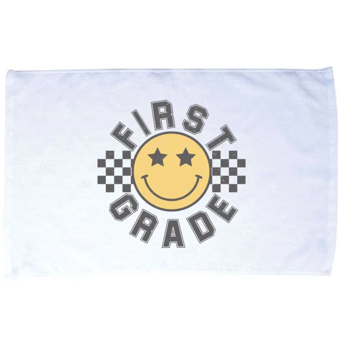 First Grade Star Smile Checker Back To School Retro Microfiber Hand Towel