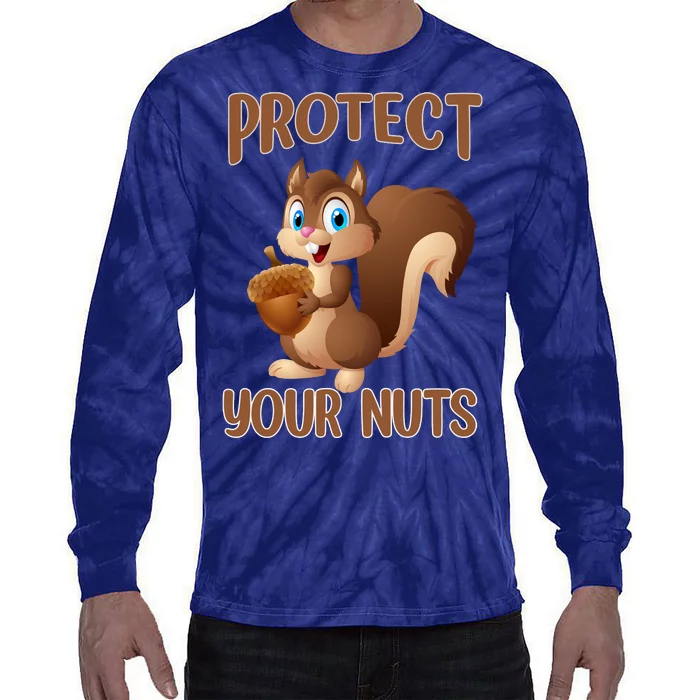 Food Gift Squirrel Protect Your Nuts Squirrel Tie-Dye Long Sleeve Shirt