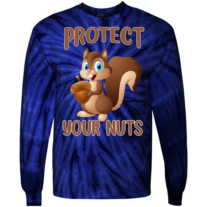 Food Gift Squirrel Protect Your Nuts Squirrel Tie-Dye Long Sleeve Shirt