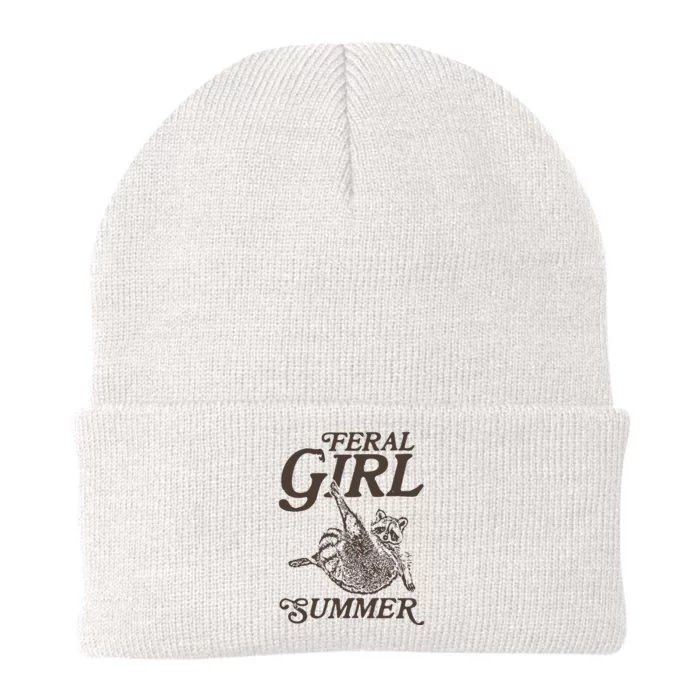 Feral Girl Summer Raccoon Vintage Knit Cap Winter Beanie