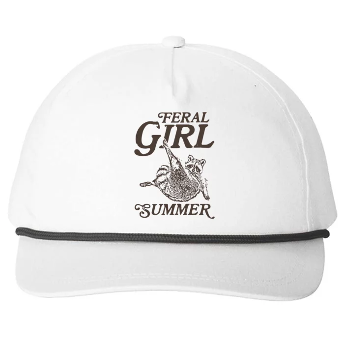 Feral Girl Summer Raccoon Vintage Snapback Five-Panel Rope Hat