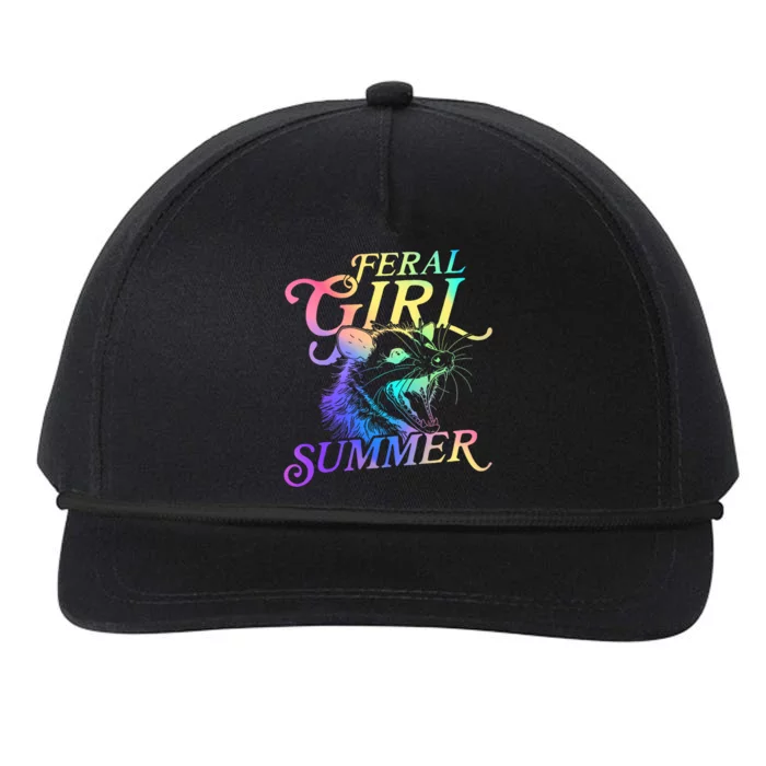 Feral Girl Summer Opossum Tie Dye Pastel Color Snapback Five-Panel Rope Hat