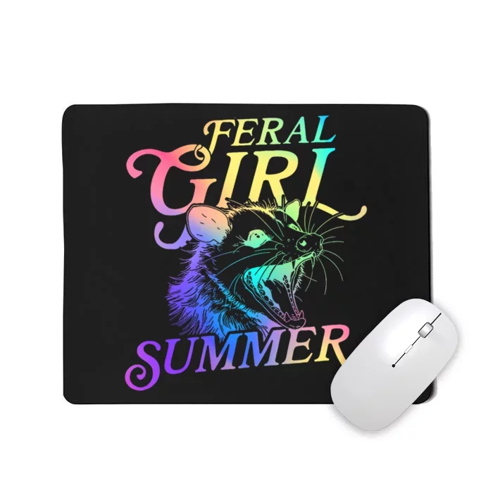 Feral Girl Summer Opossum Tie Dye Pastel Color Mousepad