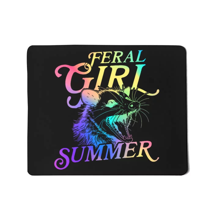 Feral Girl Summer Opossum Tie Dye Pastel Color Mousepad