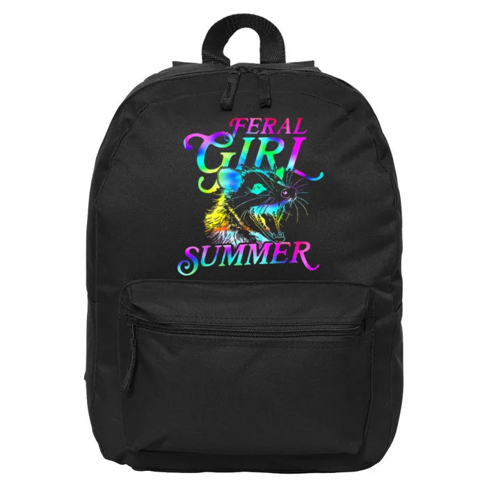 Feral Girl Summer Opossum Tie Dye Raccoon 16 in Basic Backpack