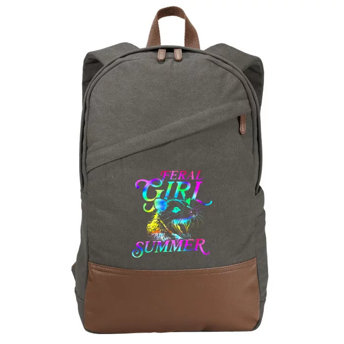 Feral Girl Summer Opossum Tie Dye Raccoon Cotton Canvas Backpack