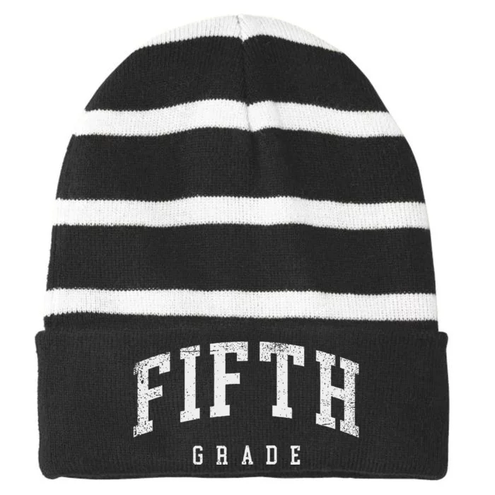 Fifth Grade Squad 5th Grade Team Retro First Day Of School Striped Beanie with Solid Band