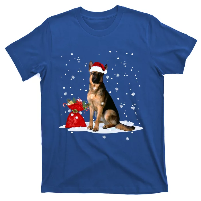 Funny Ger Shepherd Christmas Cool Gift Santa Hat Animal Great Gift T-Shirt