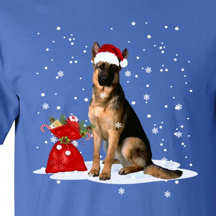 Funny Ger Shepherd Christmas Cool Gift Santa Hat Animal Great Gift Tall T-Shirt