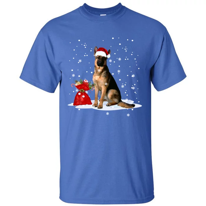 Funny Ger Shepherd Christmas Cool Gift Santa Hat Animal Great Gift Tall T-Shirt