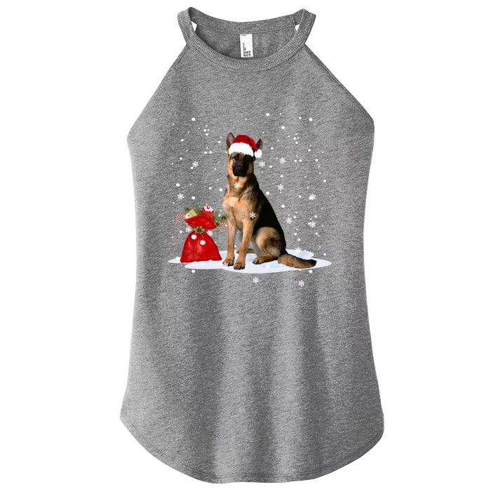 Funny Ger Shepherd Christmas Cool Gift Santa Hat Animal Great Gift Women’s Perfect Tri Rocker Tank