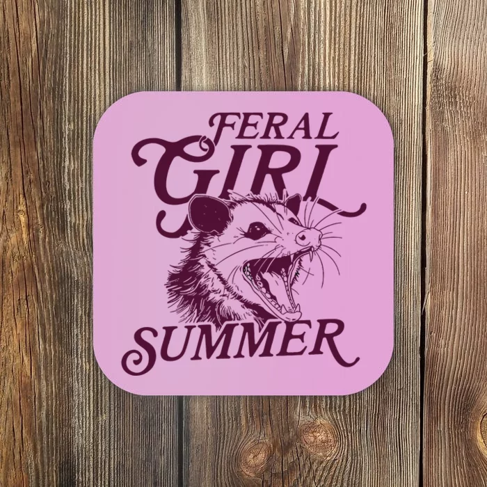 Feral Girl Summer Opossum Coaster