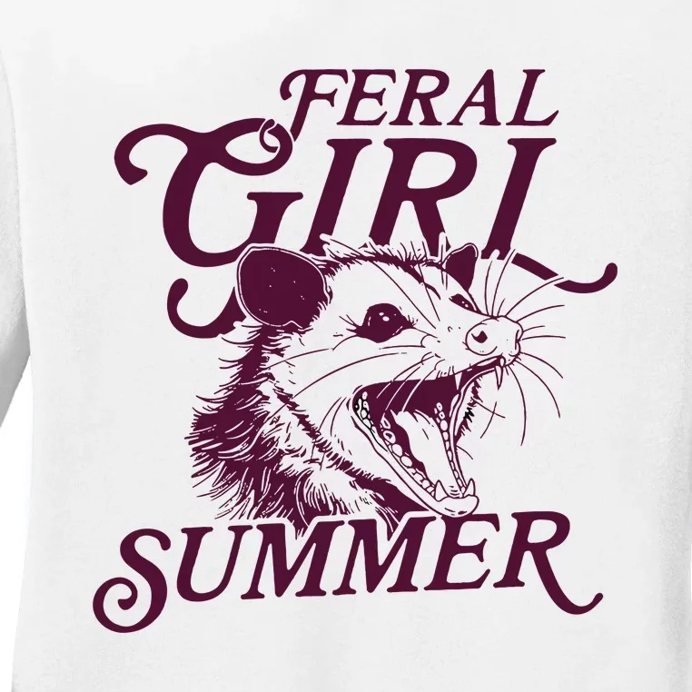 Feral Girl Summer Opossum Ladies Long Sleeve Shirt