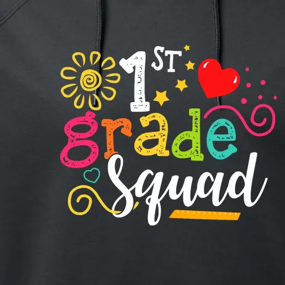 First Grade Squad Student Teacher Gift Back To School Performance Fleece Hoodie