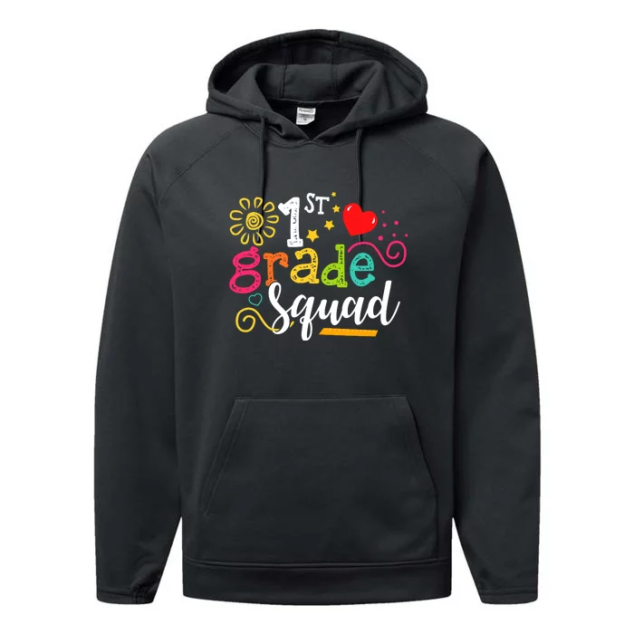 First Grade Squad Student Teacher Gift Back To School Performance Fleece Hoodie