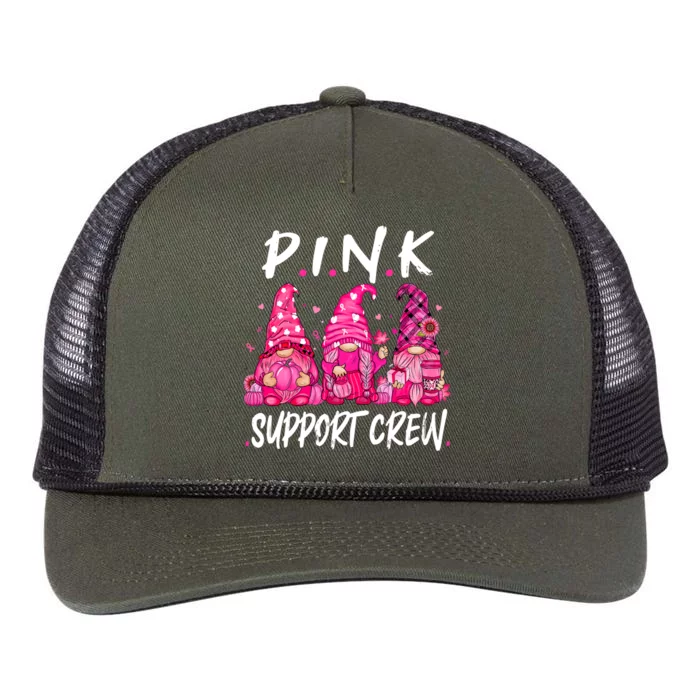 Funny Gnomies Support Squad Breast Cancer Awareness Month Retro Rope Trucker Hat Cap