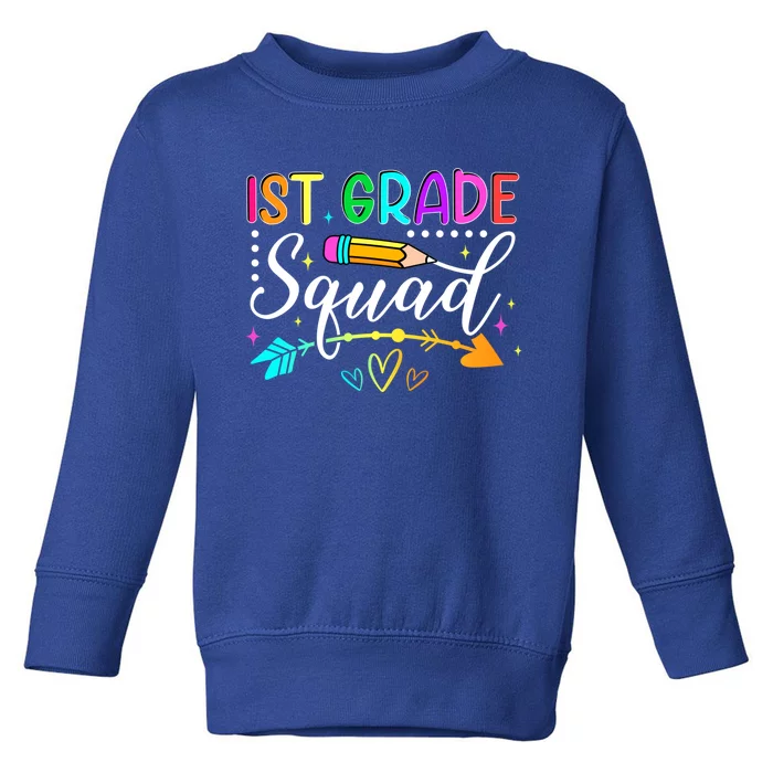 First Grade Squad Groovy First Day Of 1St Grade Teacher Gift Toddler Sweatshirt