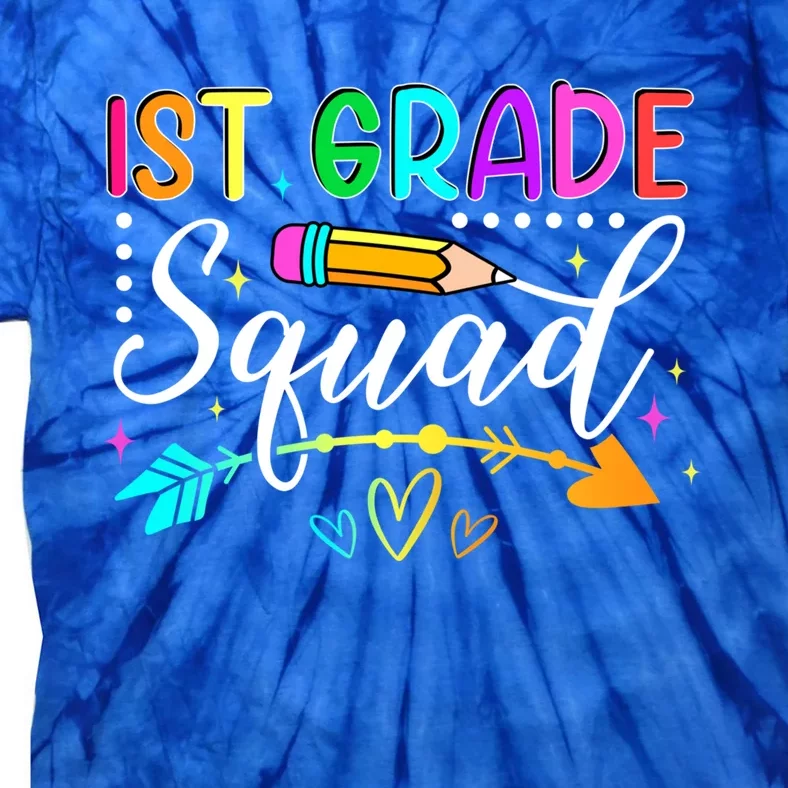 First Grade Squad Groovy First Day Of 1St Grade Teacher Gift Tie-Dye T-Shirt