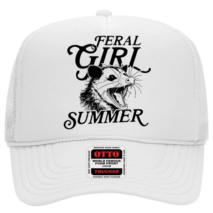 Feral Girl Summer Opossum High Crown Mesh Trucker Hat