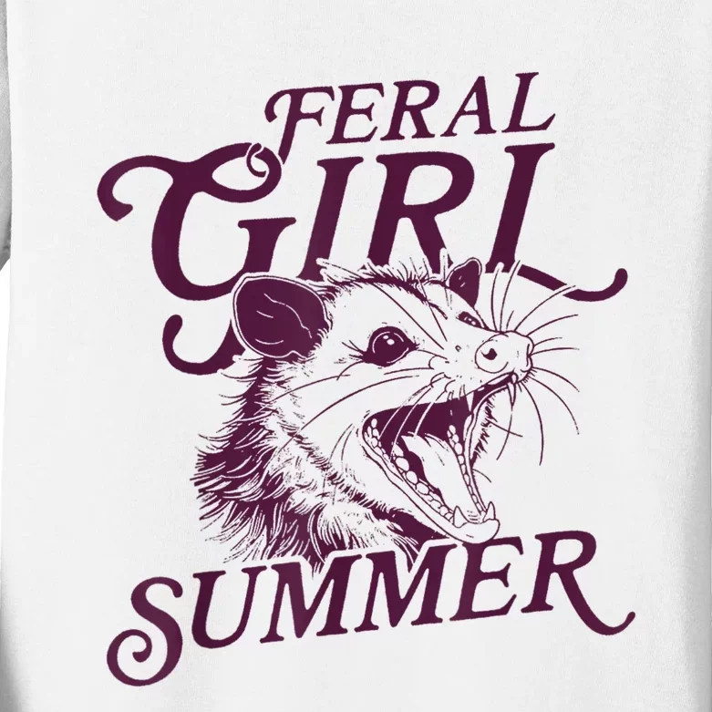 Feral Girl Summer Funny Kids Long Sleeve Shirt