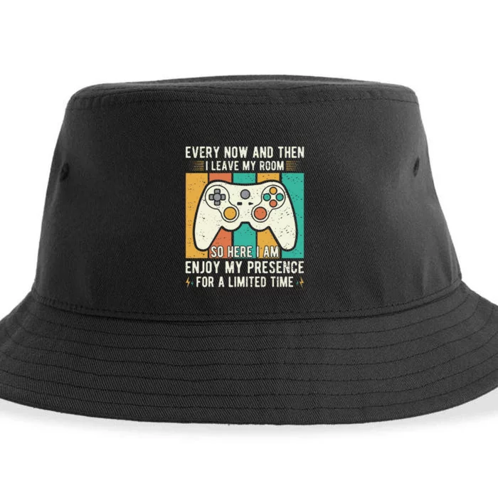 Funny Gaming Shirt  Every Now And Then I Leave My Room Sustainable Bucket Hat