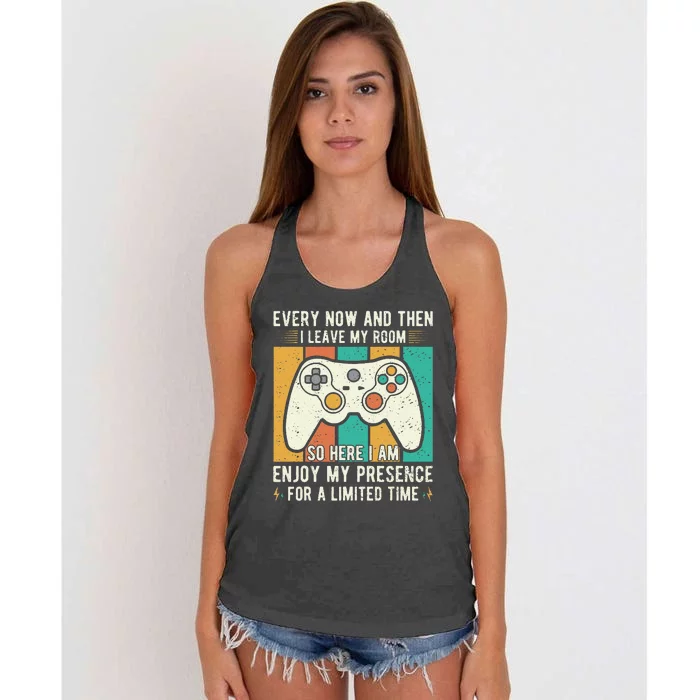 Funny Gaming Shirt  Every Now And Then I Leave My Room Women's Knotted Racerback Tank