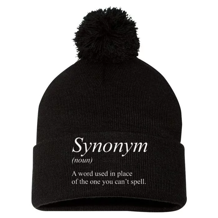 Funny Grammar Synonym Definition Word Used In Place Humor Pom Pom 12in Knit Beanie