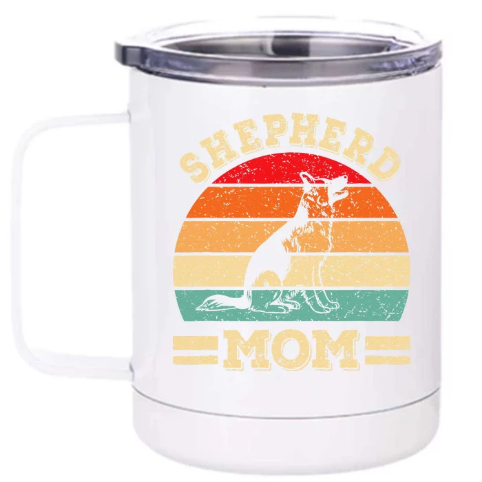 Funny German Shepherd Mom Print Dog Vintage Retro Women Front & Back 12oz Stainless Steel Tumbler Cup