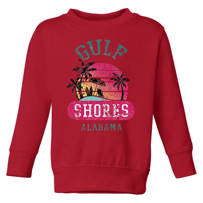 Fun Gulf Shores Vintage Distressed Alabama Beach Novelty Toddler Sweatshirt