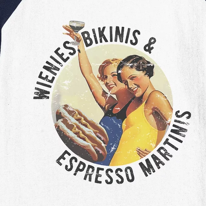 Fun Girl Summer Essentials Wienies Bikinis Espresso Martinis Baseball Sleeve Shirt