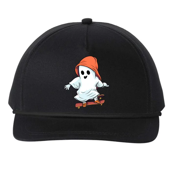 Funny Ghost Skateboarder Skateboarding Creecpy Halloween Gift Snapback Five-Panel Rope Hat