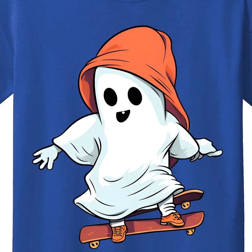 Funny Ghost Skateboarder Skateboarding Creecpy Halloween Gift Kids T-Shirt