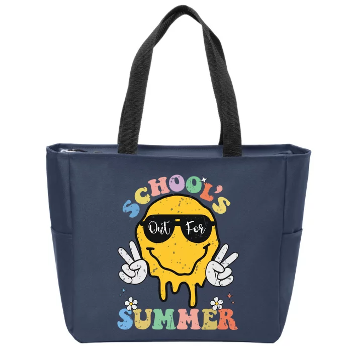 Funny Groovy Schools Out For Summer Graduation Teacher Zip Tote Bag