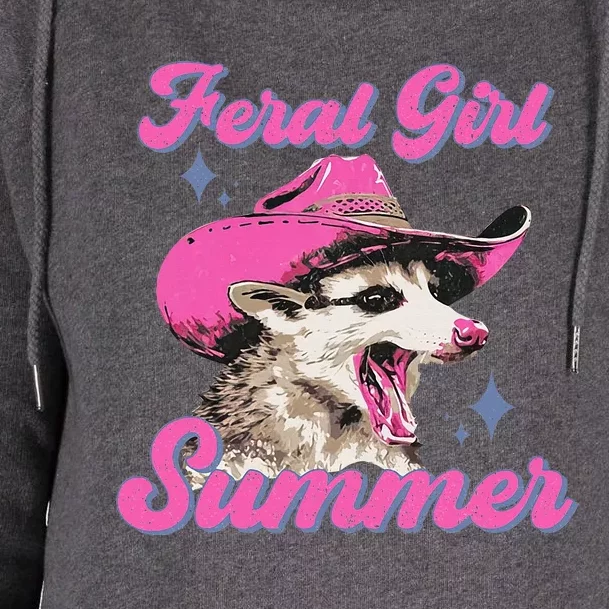 Feral Girl Summer Opossum Womens Funnel Neck Pullover Hood