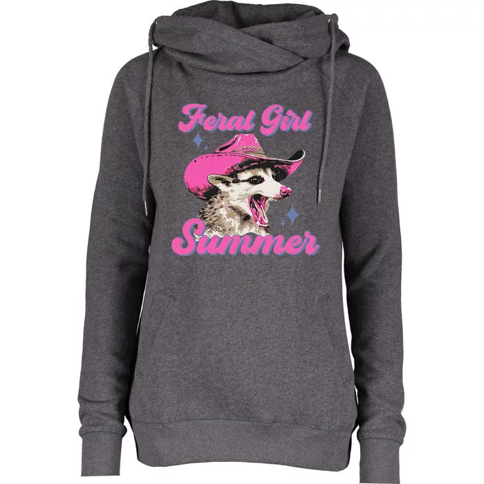 Feral Girl Summer Opossum Womens Funnel Neck Pullover Hood