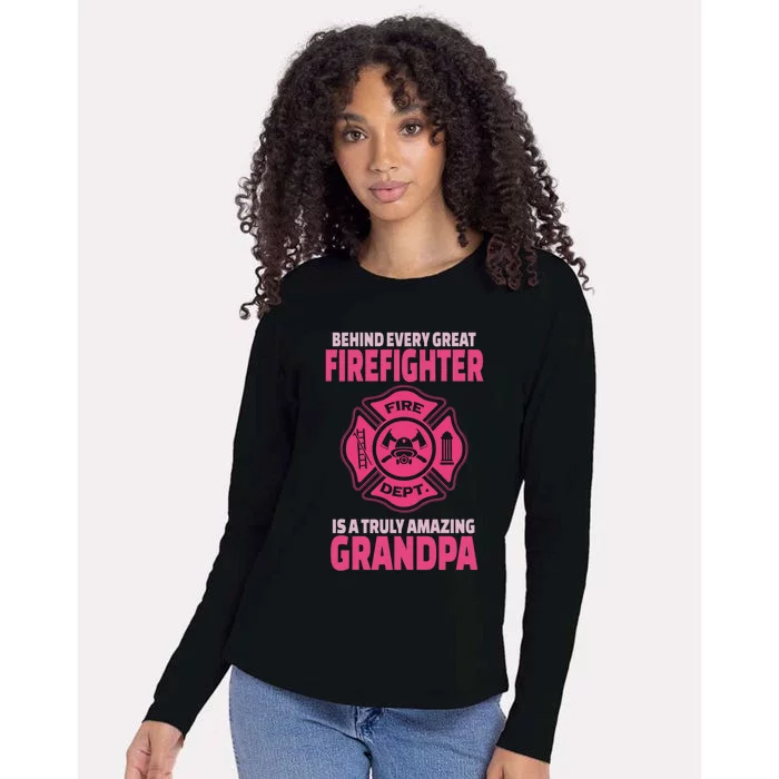 Firefighter Grandpa Support Of Granddaughter Grandson Gift Womens Cotton Relaxed Long Sleeve T-Shirt